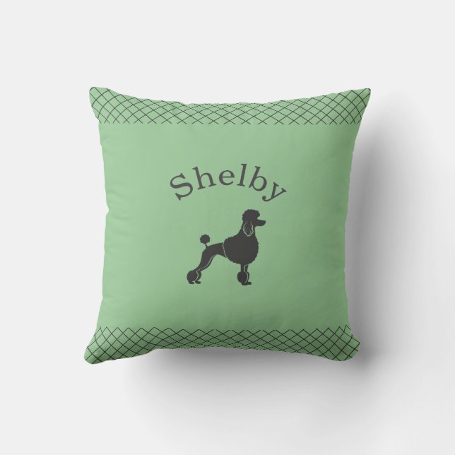 Pastel Green Poodle  Personalized Matching Kissen (Rückseite)