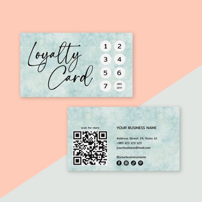 Pastel Green QR Code Loyalty Card Treuekarte (Von Creator hochgeladen)