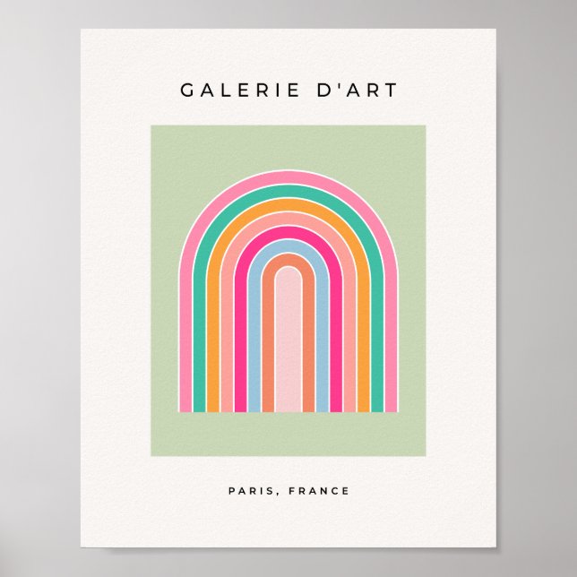 Pastel Green Retro Rainbow Poster (Vorne)