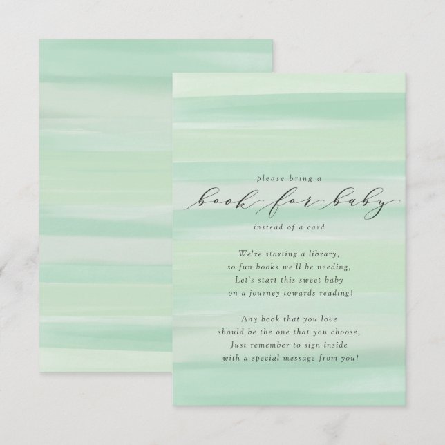 Pastel Green Stripes Book for Baby Card Begleitkarte (Vorne/Hinten)