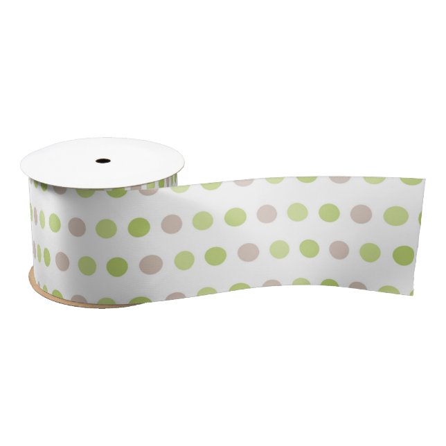PASTEL GREEN & TAN POLKA DOTS SATINBAND (Spule)