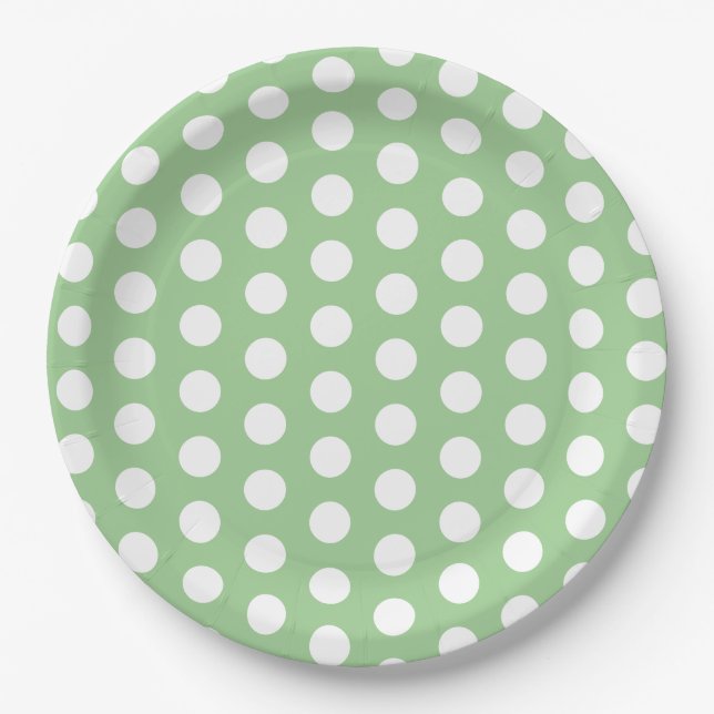 Pastel Green und White Polka Dot Oaster Pappteller (Vorderseite)