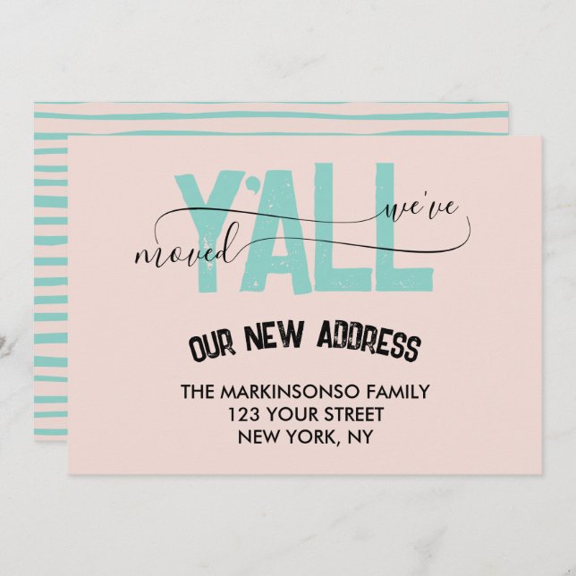 Pastel Green We Moved Y'all Moving Announcement Einladung (Vorne/Hinten)