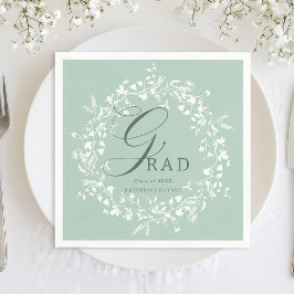 Pastel Green White Wildblume Wreath Abschluss Serviette