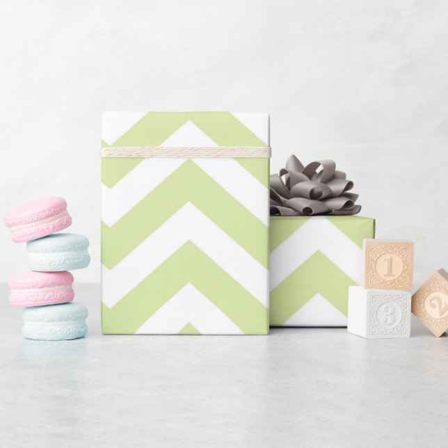 Pastel Green & White Zickzack Wedding Geburtstag Geschenkpapier (Babyparty)