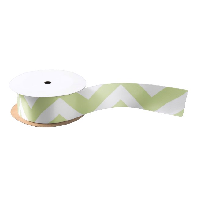 Pastel Green & White Zickzack Wedding Geburtstag Satinband (Spule)