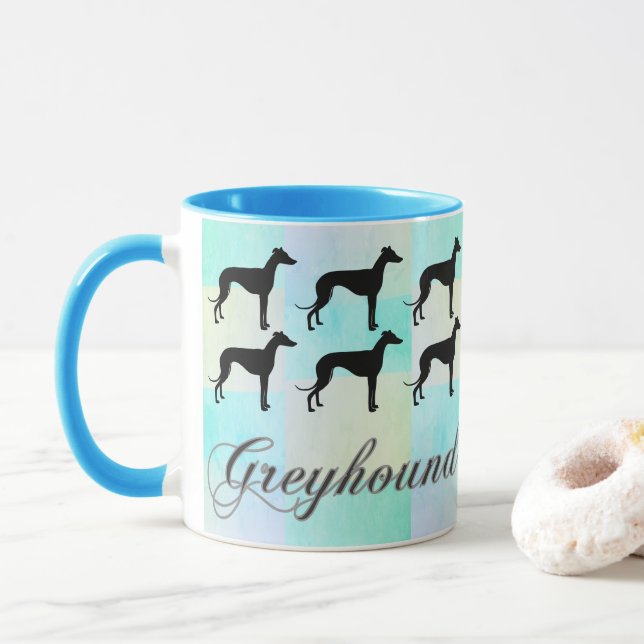 Pastel Greyhound Silhouette Tasse (Mit Donut)