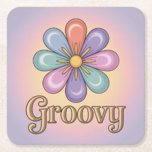 Pastel Groovy Blume Lavender Untersetzer Set