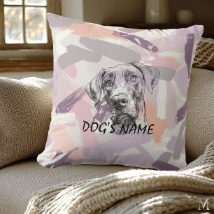 Pastel-Großer-Dänischer-Hund-Porträt – Moderne abs Kissen