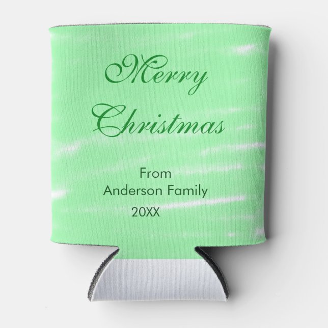Pastel grüne Wasserfarbe fröhliche Weihnachten mod Dosenkühler (Vorderseite)