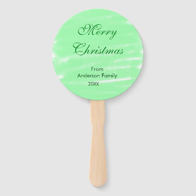 Pastel grüne Wasserfarbe fröhliche Weihnachten mod Fächer (Vorderseite)