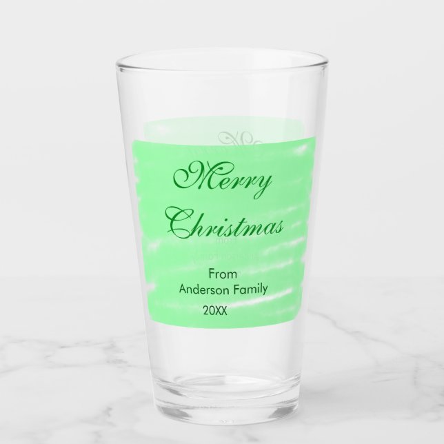 Pastel grüne Wasserfarbe fröhliche Weihnachten mod Glas (Vorderseite)