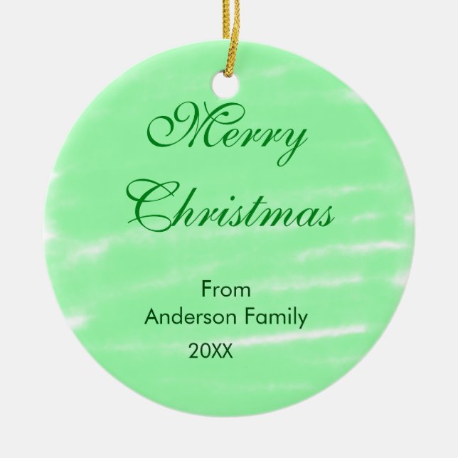 Pastel grüne Wasserfarbe fröhliche Weihnachten mod Keramik Ornament (Vorne)