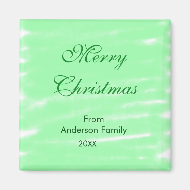 Pastel grüne Wasserfarbe fröhliche Weihnachten mod Magnet (Vorne)
