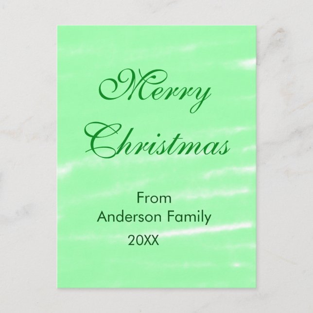 Pastel grüne Wasserfarbe fröhliche Weihnachten mod Postkarte (Vorderseite)