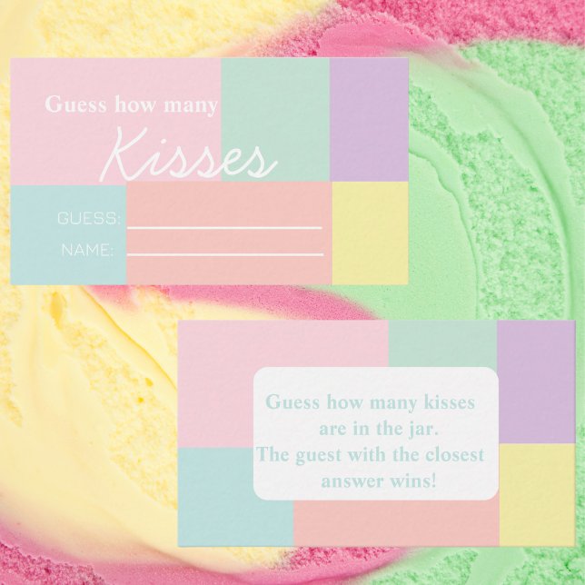 Pastel "Guess How many Kisses" Brautparty Game Begleitkarte (Pastel "Guess How Many Kisses" Bridal Shower Game Enclosure Card)