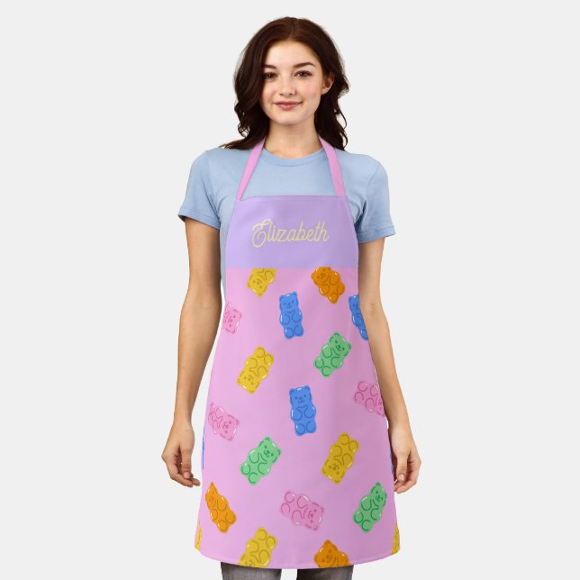 Pastel Gummy Bear Aesthetic Personalized Apron Schürze (Getragen)