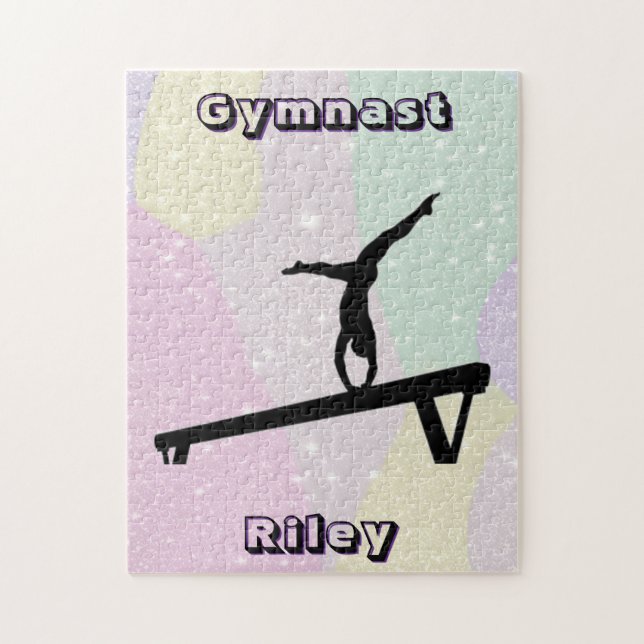 Pastel Gymnast Balance Beam Silhouette Puzzle (Vertikal)