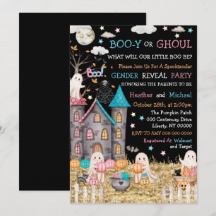 Pastel Halloween Gender Reveal Baby Shower Einladung