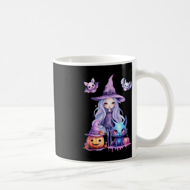 Pastel Halloween Hexenkatze Kürbiskerns Kaffeetasse (Rechts)