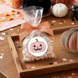 Pastel Halloween-Kürbis Warmrosa ID1325 Runder Aufkleber
