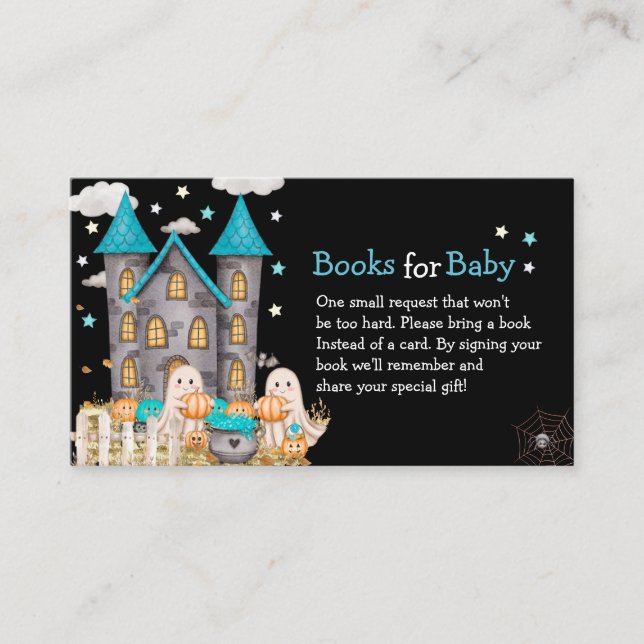 Pastel Halloween Little Boo Boy Baby Dusche Begleitkarte (Vorderseite)