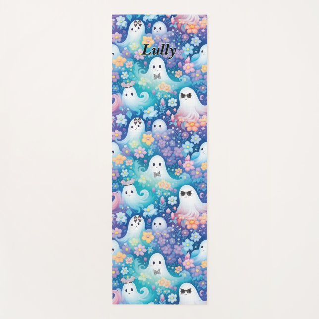 Pastel Halloween Niedlich Ghost Retro Floral Girl Yogamatte (Vorderseite)