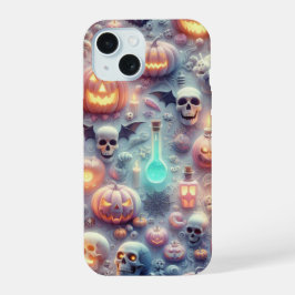 Pastel Halloween Skulls, Fledermäuse, Geister und  iPhone 15 Hülle