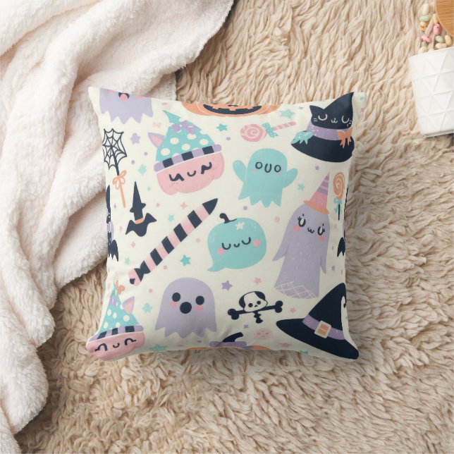 Pastel Halloween Spooky Pattern Kissen (Decke)
