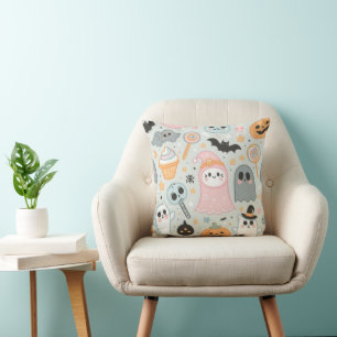 Pastel Halloween Spooky Pattern Kissen