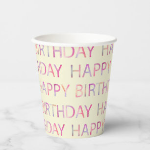 Pastel Happy Birthday Party Cups Pappbecher