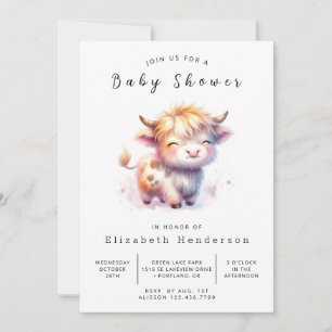 Pastel Happy Cow Baby Dusche Einladung