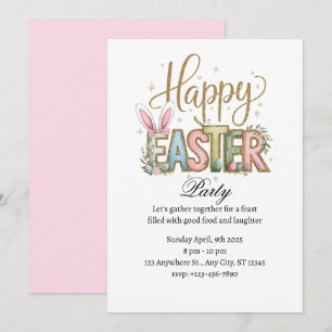 Pastel Happy Easter Party Einladung
