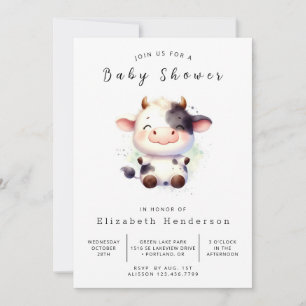 Pastel Happy Einzigartige Kuh Baby Dusche Einladung