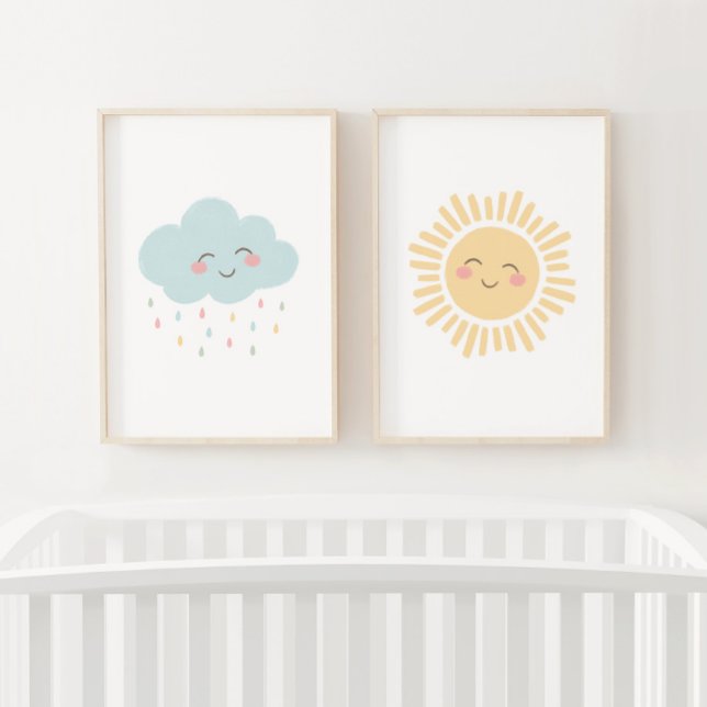 Pastel Happy Sun Cloud Girl Kinderzimmer Deco Bilderwand Sets (Von Creator hochgeladen)