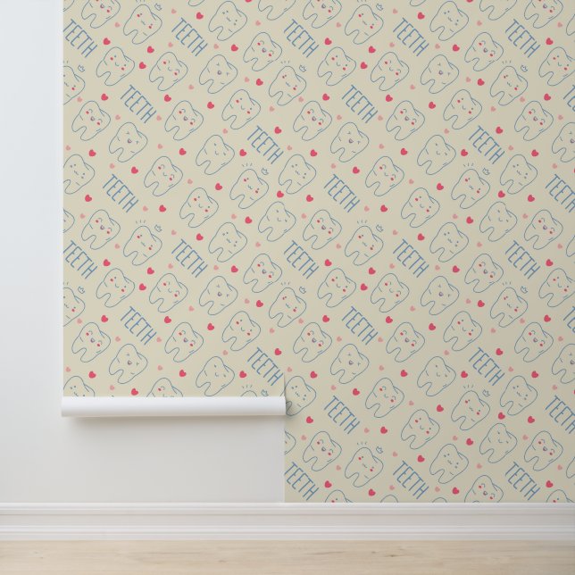 Pastel Happy Teeth Pattern Tapete (Anwendung)