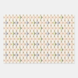 Pastel Harlequin Diamonds Wrapping Paper Geschenkpapier Set