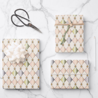 Pastel Harlequin Diamonds Wrapping Paper Geschenkpapier Set