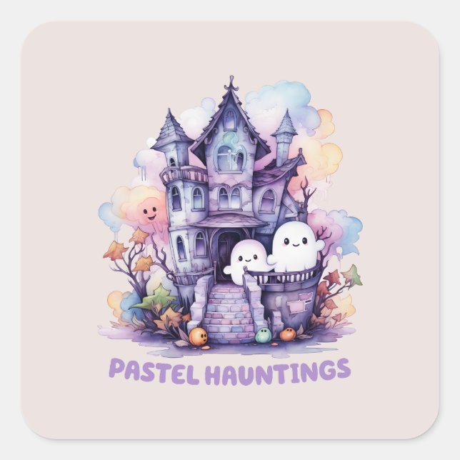 Pastel Hauntings Quadratischer Aufkleber (Vorderseite)