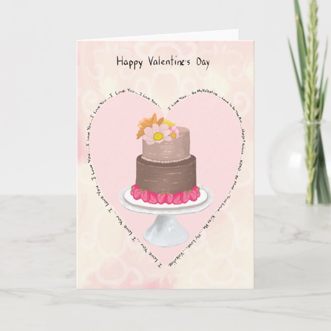 Pastel Heart And Cake Valentine’s Card Karte (Vorderseite)