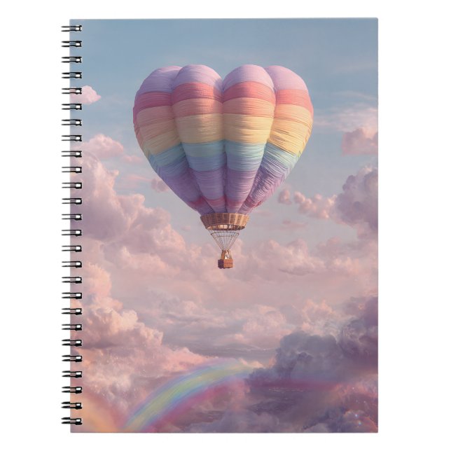 Pastel Heart Balloon Sunset Rainbow Notebook Notizblock (Vorderseite)