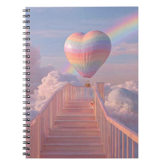 Pastel Heart Balloon-TreppenNotebook Notizblock (Vorderseite)