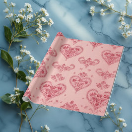 Pastel Heart Motifs Delicate Floral Romantic Style Geschenkpapier
