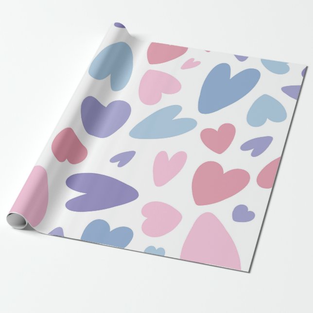 Pastel Heart Scatter Muster Geschenkpapier (Ungerollt)