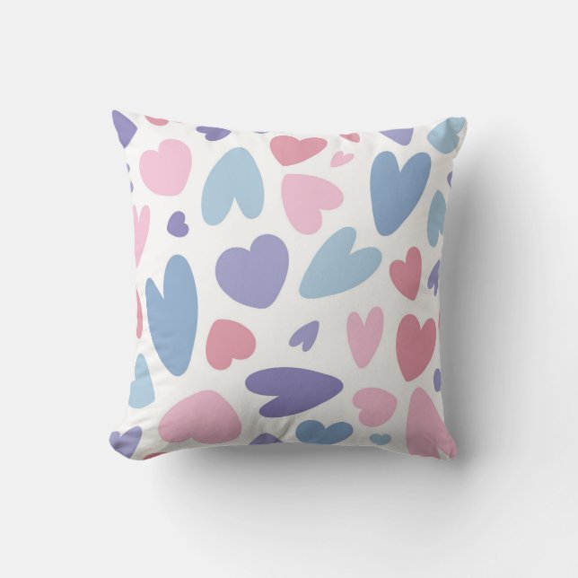 Pastel Heart Scatter Muster Kissen (Vorderseite)