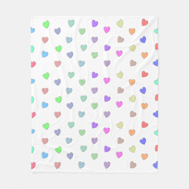Pastel Heart Shape Muster Fleece Blanket (Vorderseite)