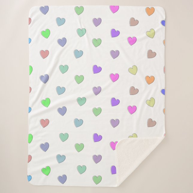 Pastel Heart Shape Muster Sherpa Blanket Sherpadecke (Vorderseite)