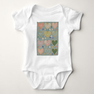 Pastel Heart Tapestry Baby Strampler