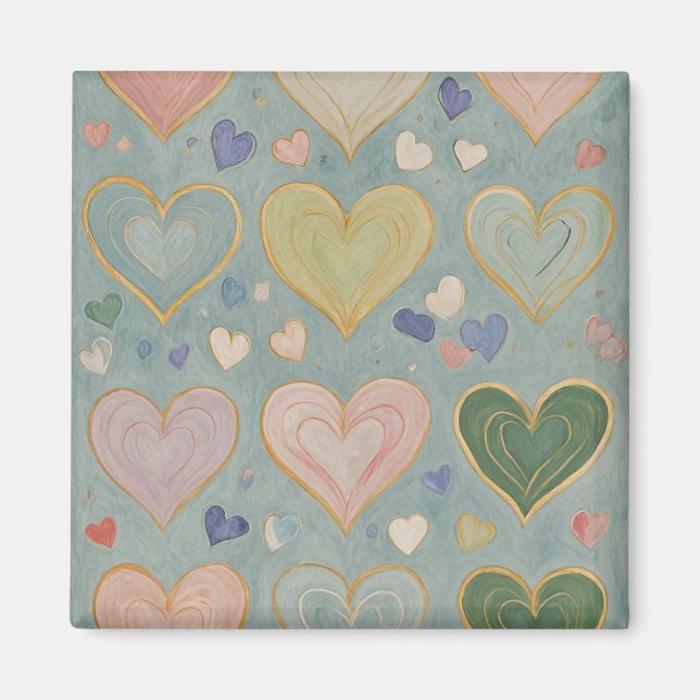 Pastel Heart Tapestry Magnet (Vorne)