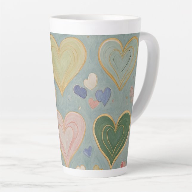 Pastel Heart Tapestry Milchtasse (Rechte Ecke)